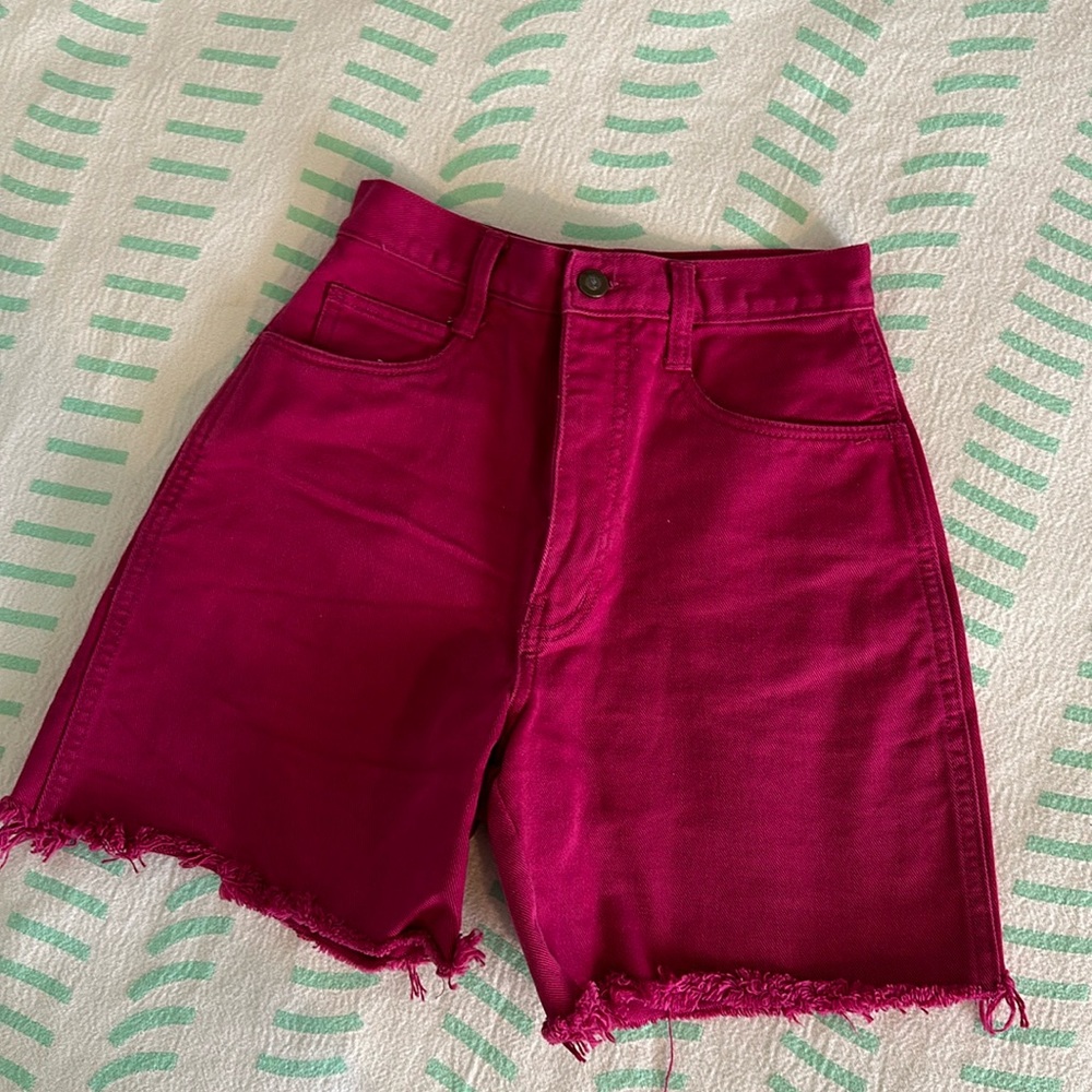 Magenta Denim Shorts